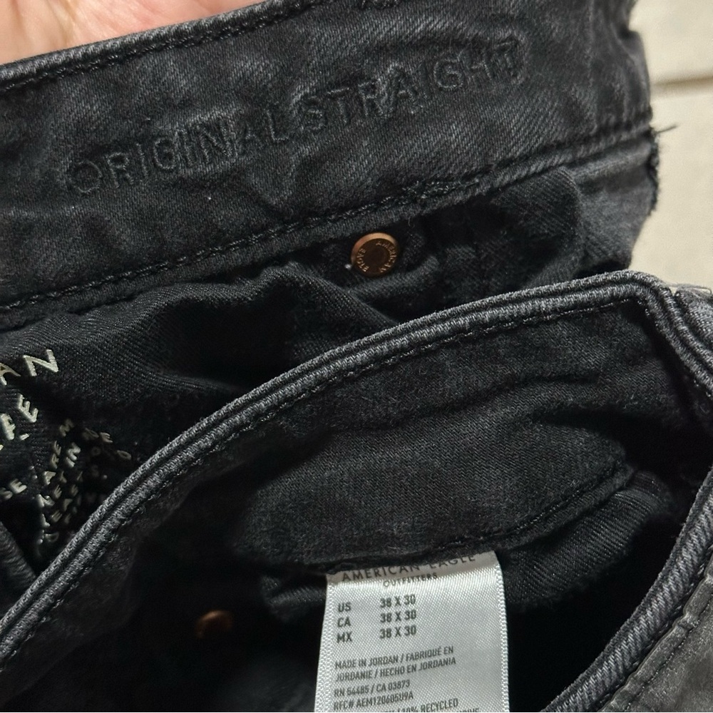 American Eagle Men's Original Straight Denim Airflex Black Jeans size‎ 38x30 - Picture 7 of 7